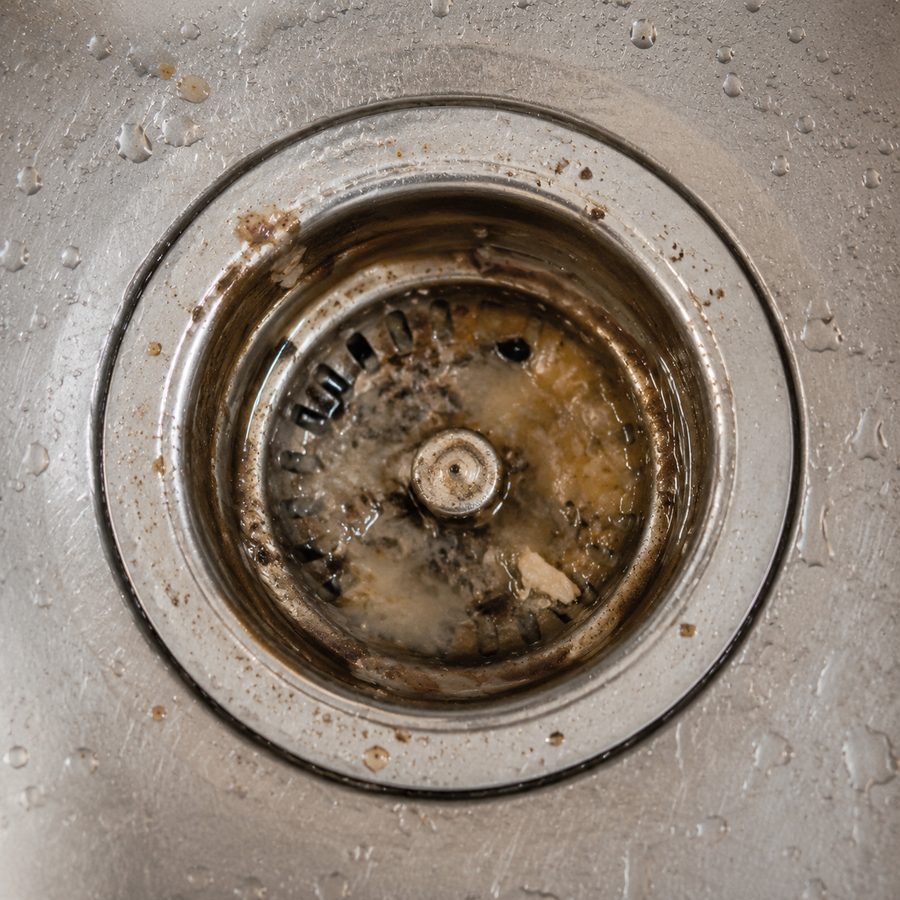 Évier en eau stagnante avant intervention